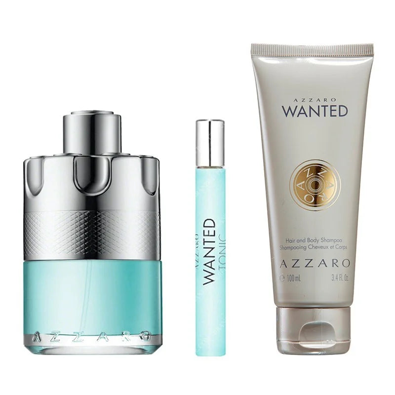 Azzaro Wanted Tonic EDT 100Ml + Sample 7.5Ml + Shampoo 100Ml Set
