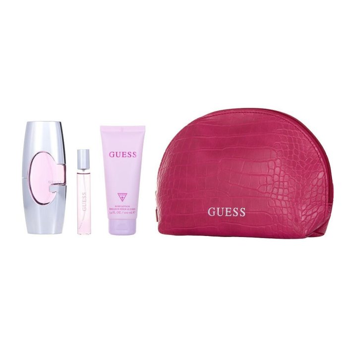 Guess Pink Women Set Edp 75Ml + 15Ml Travel Spray + 100Ml Bl + Pouch