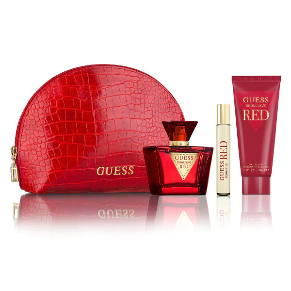 Guess Red Women Set Edt 75ml + 15ml Travel Spray + 100ml Bl + Pouch