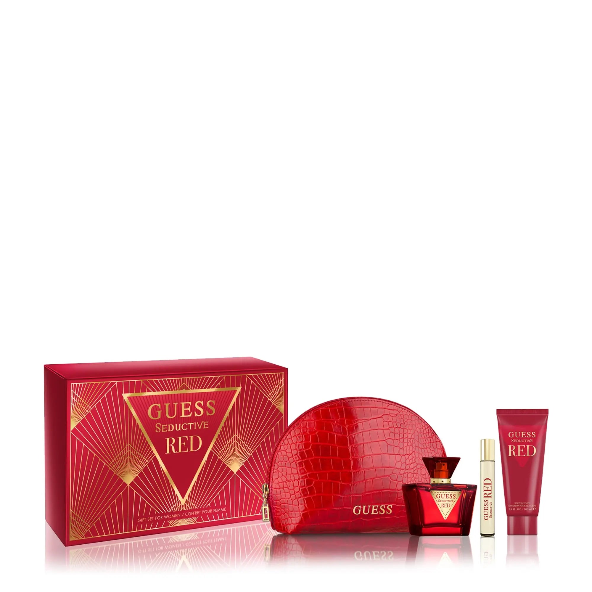 Guess Red Women Set Edt 75ml + 15ml Travel Spray + 100ml Bl + Pouch
