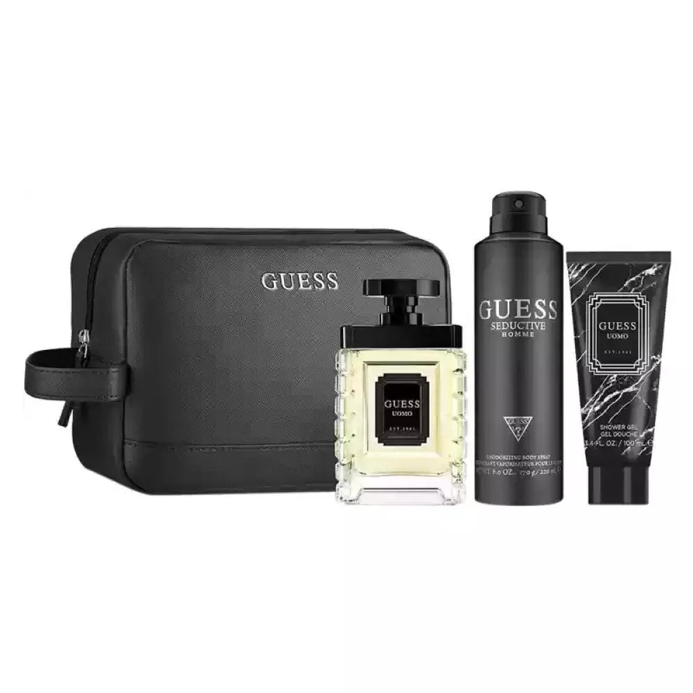Guess Uomo EDT 100Ml + Shower Gel 100Ml + Deodorant 170Gr + Pouch Gift Set For Men