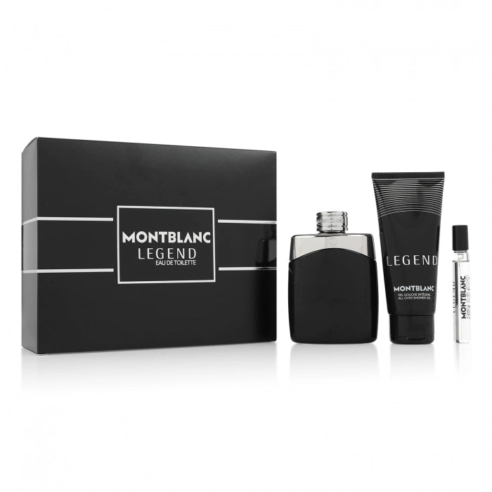 Mont Blanc Legend Eau De Toilette 100ml + Eau De Toilette Spray 10ml + Shower Gel 100ml Gift Set